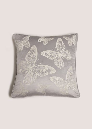 Grey Butterfly Cushion