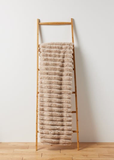 Beige Ribbed Faux Fur Throw