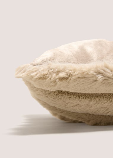 Natural Ribbed Faux Fur Cushion