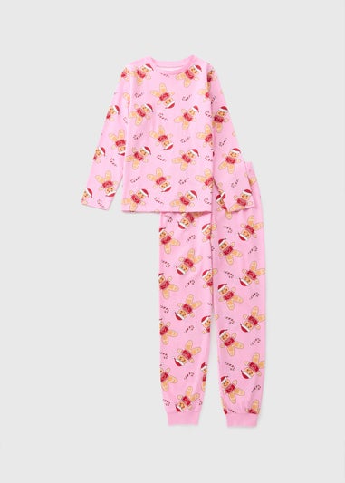 Girls Pink Gingerbread Pyjama Set (7-12yrs)