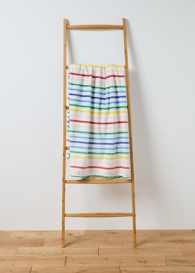 White Rainbow Stripe Throw (130cm x 150cm)