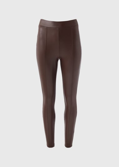 Brown Leather Look Leggings