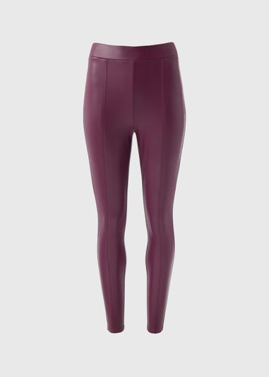 Burgundy Leather Look Leggings