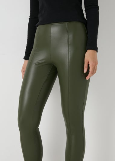 Khaki PU Leggings