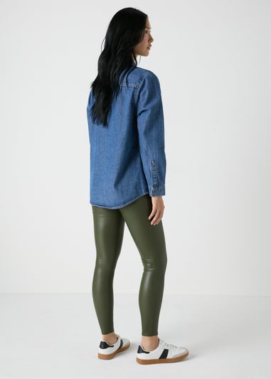 Khaki PU Leggings