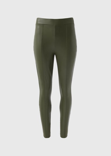 Khaki PU Leggings