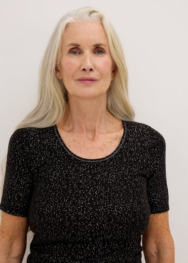 Black Thermal Short Sleeve Top