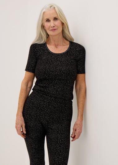 Black Thermal Short Sleeve Top