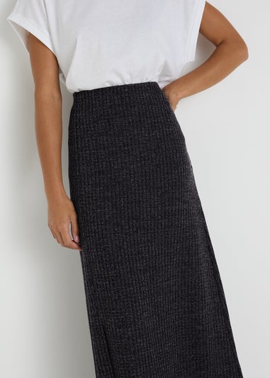 Charcoal Jersey Midi Skirt