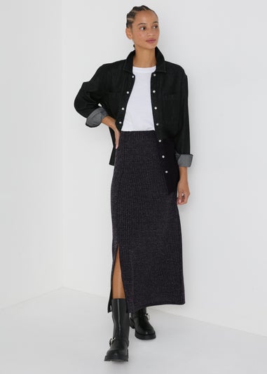 Charcoal Jersey Midi Skirt