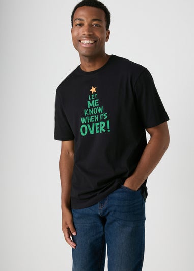 Black Christmas Tree Slogan T-Shirt