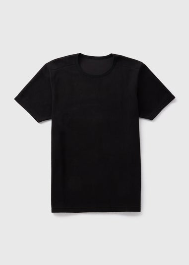 Black Ribbed Fleece T-Shirt