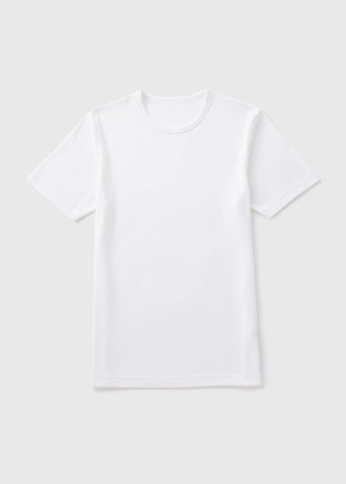 White Ribbed Thermal T-Shirt