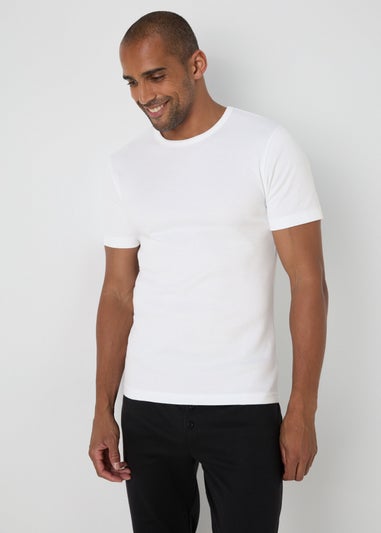 White Ribbed Thermal T-Shirt