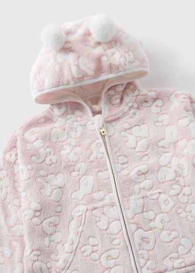 Girls Pink Leopard Snuggle Hoodie