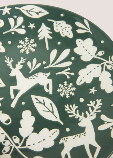 Winter Poem Green Stag Dinner Plate