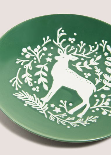 Winter Poem Green Stag Tree Side Plate