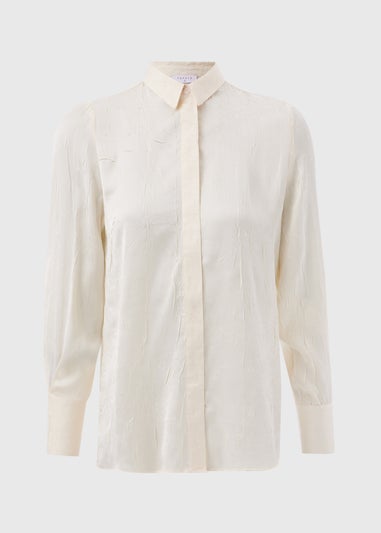 Cream Crinkle Satin Shirt