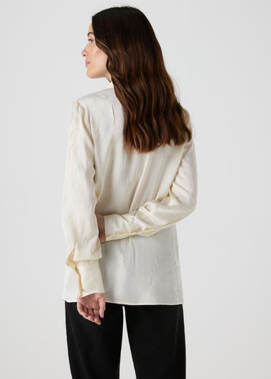 Cream Crinkle Satin Shirt