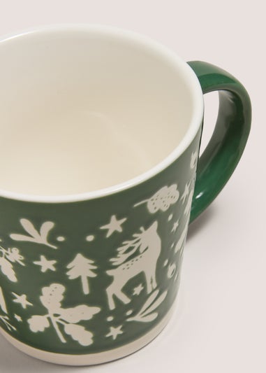 Winter Poem Green Stag Christmas Mug