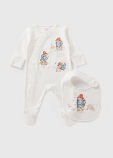 Paddington Baby Cream Sleepsuit & Bib (Newborn-18mths)