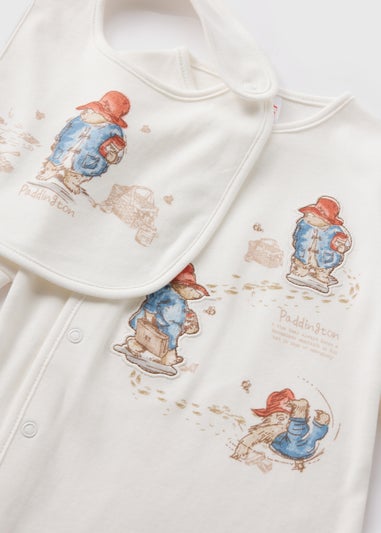 Paddington Baby Cream Sleepsuit & Bib (Newborn-18mths)