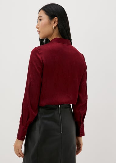 Burgundy Crinkle Satin Shirt