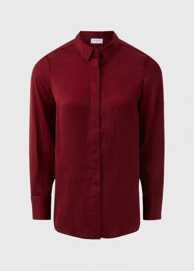 Burgundy Crinkle Satin Shirt