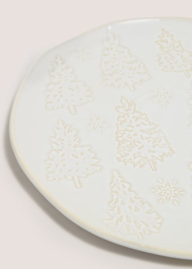 Cream Christmas Tree Dinner Plate