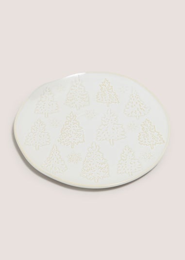 Cream Christmas Tree Dinner Plate