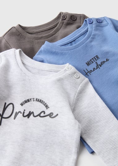 3 Pack Baby Blue Long Sleeve Tops (Newborn-23mths)