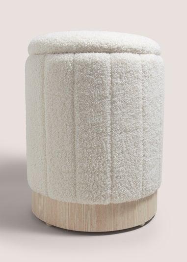 Cream Teddy Ribbed Pouffe