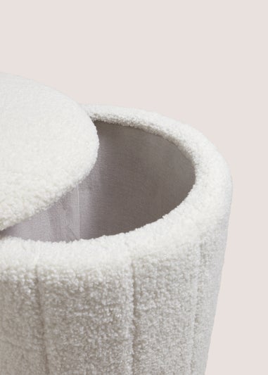 Cream Teddy Ribbed Pouffe