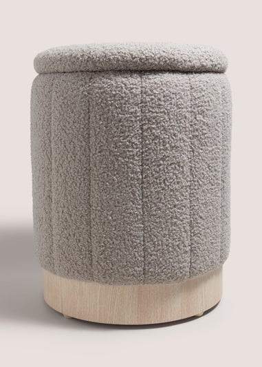 Grey Teddy Ribbed Pouffe