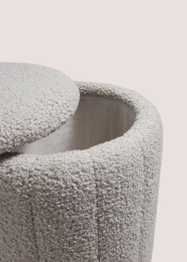 Grey Teddy Ribbed Pouffe