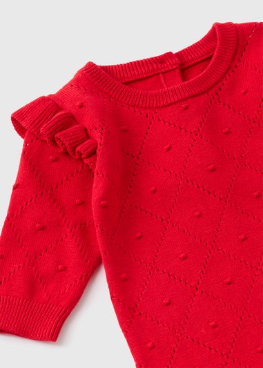 Baby Red Pointelle Knitted Romper