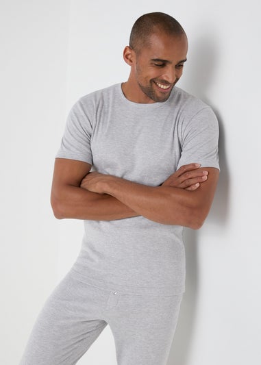 Grey Ribbed Thermal T-Shirt