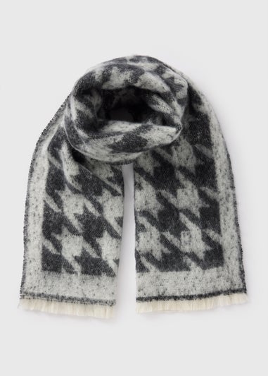 Grey Dogtooth Brushed Scarf