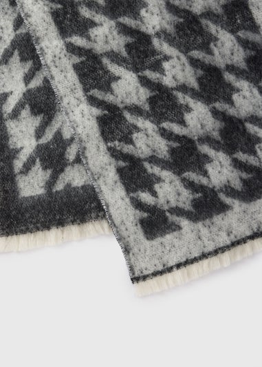 Grey Dogtooth Brushed Scarf