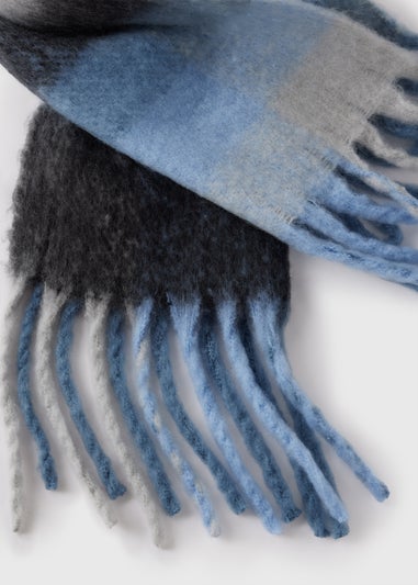 Blue Check Brushed Scarf