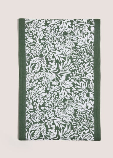 Winter Poem Green Winter Leaf Table Runner