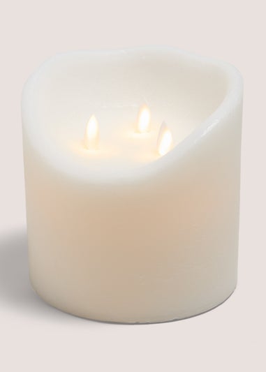 White 3 Wick Extra Large LED Candle