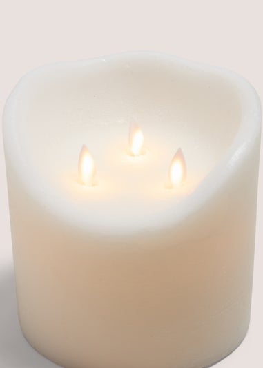 White 3 Wick Extra Large LED Candle