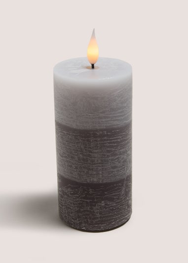 Grey LED Candle (7.5cm x 18cm)