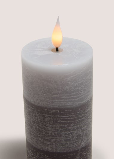 Grey LED Candle (7.5cm x 18cm)