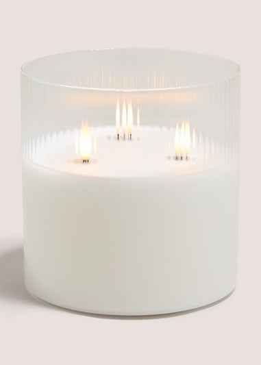 White Glass LED Large Candle (15cm x 15cm)