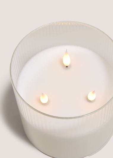 White Glass LED Large Candle (15cm x 15cm)