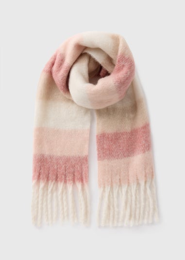 Pink Stripe Brushed Scarf