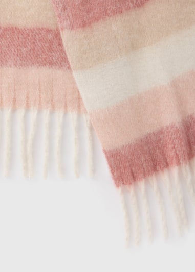 Pink Stripe Brushed Scarf