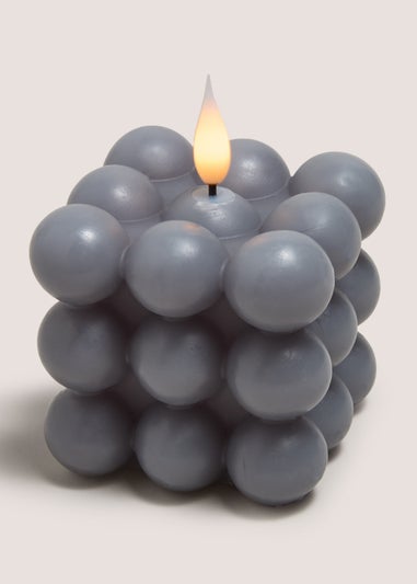 Grey Bobble LED Candle (9cm x 9cm x 9cm)